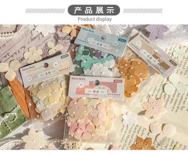 50pcs/pack Textured Paper Floral Die Cuts - Image 2