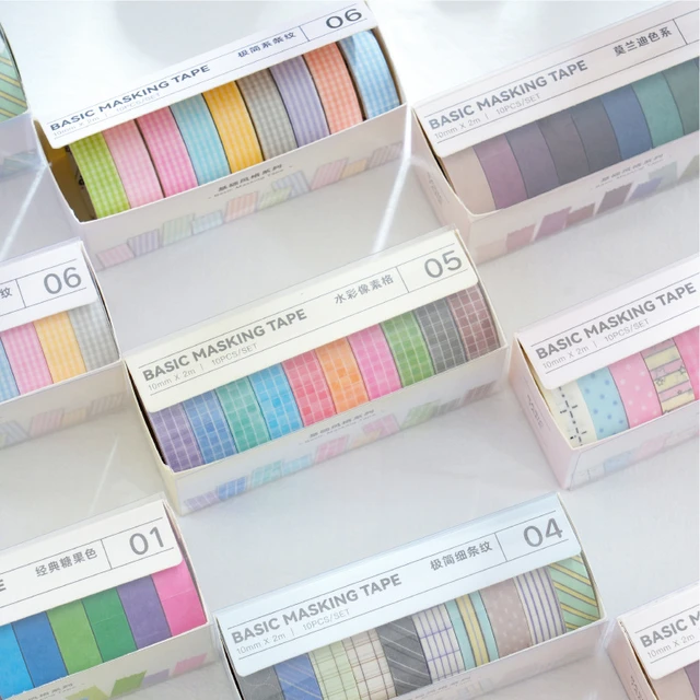 10 Rolls/set Basic Masking Tapes