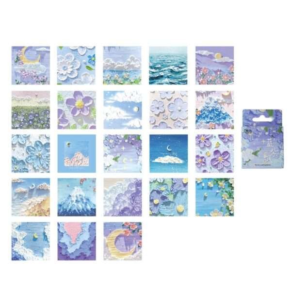 46pcs/pack Blue Purple Flower Mini Sticker Box - Image 6