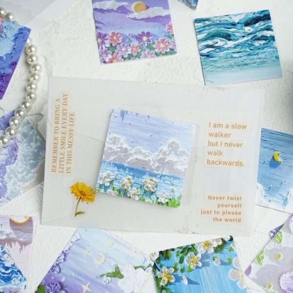 46pcs/pack Blue Purple Flower Mini Sticker Box - Image 5