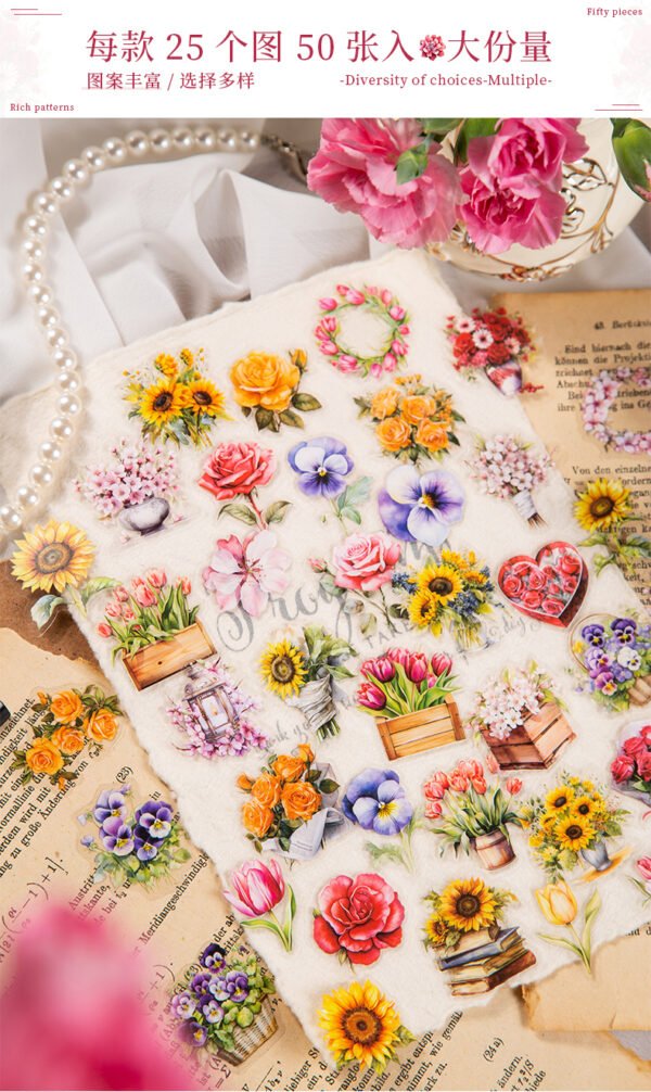 50pcs/pack Garden Tour Series PET Stickers - Image 2