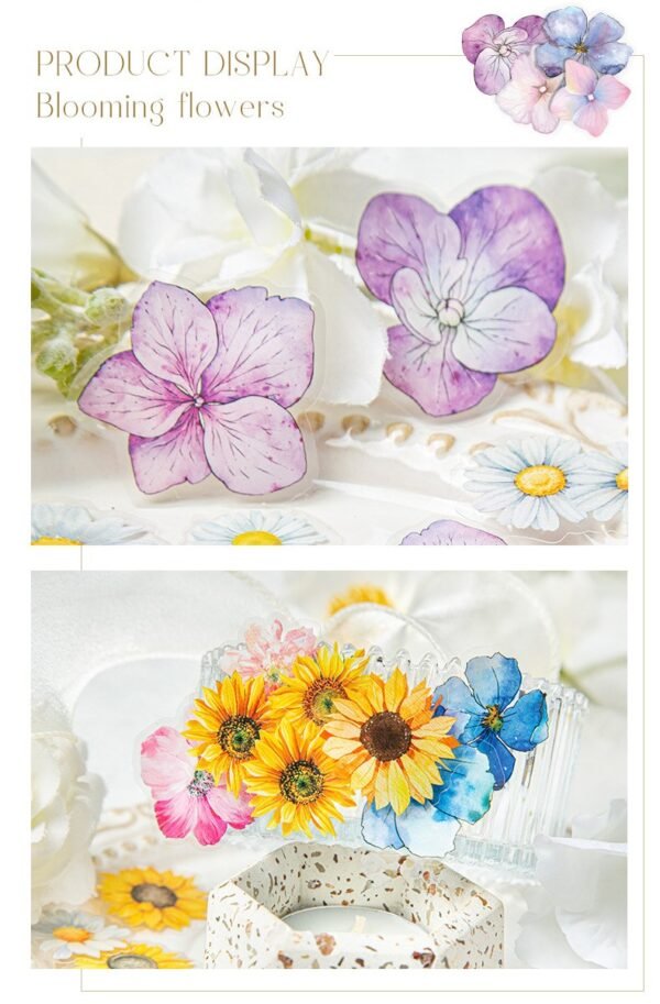 50pcs/pack Blooming Flowers Series PET Stickers - Image 8
