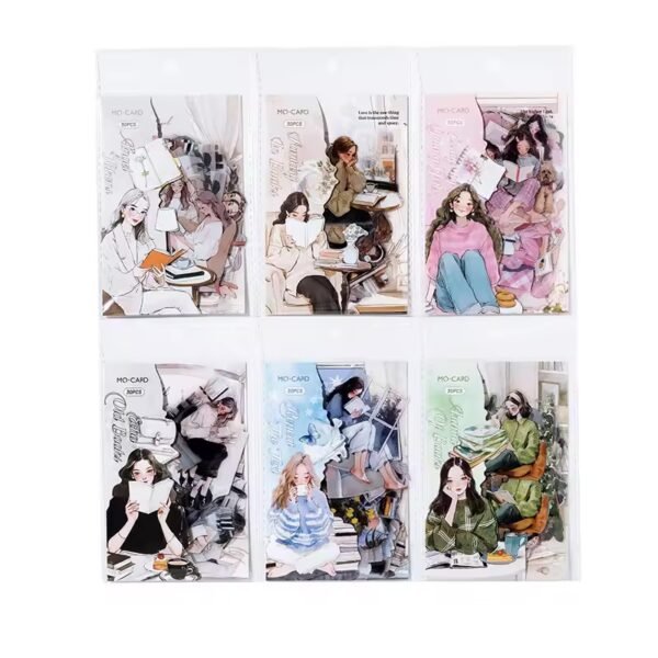 Elegant Reading Series PET Girl Stickers - Image 4