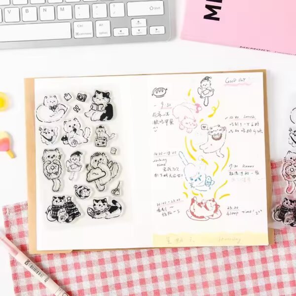 Yumiao Painting Series – Cute Cat Transparent Silicone Stamps - Image 5