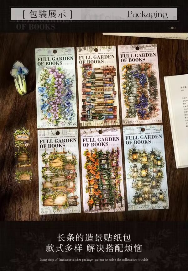 📚 Bookish Fragrance Fills the Garden – PET Stickers Strips 📚