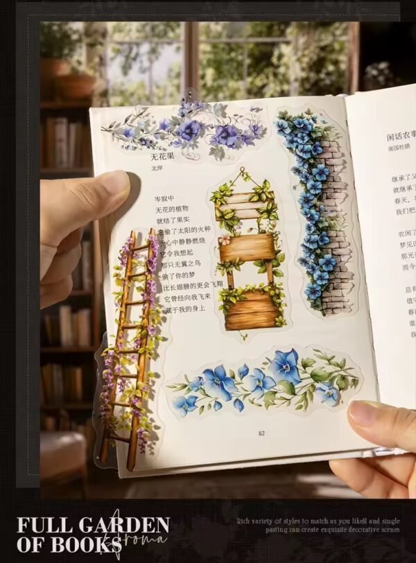 📚 Bookish Fragrance Fills the Garden – PET Stickers Strips 📚 - Image 4