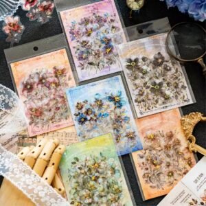 🌸 Flowers Letter Series – Foggy PET Stickers 🌸