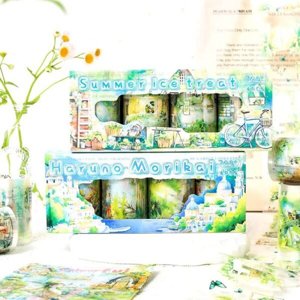 🌲 Green Forest Evening – Waterproof PET Washi Tape Set 🌲