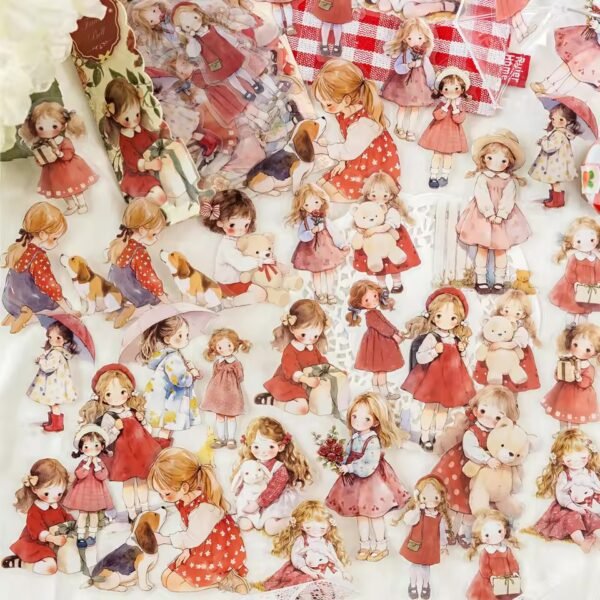 🌸40pcs/pack Doll room series PET Stickers - Image 4