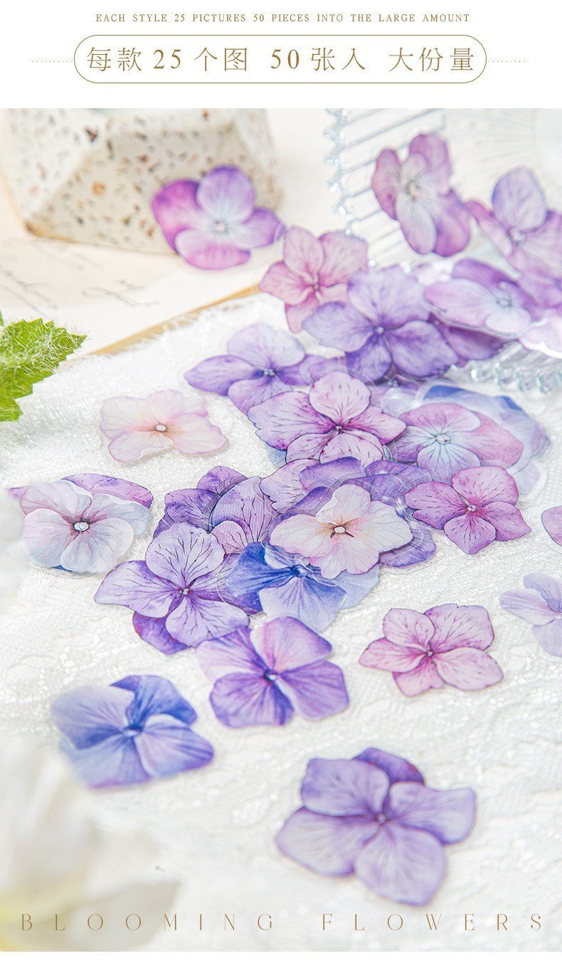 50pcs/pack blooming flowers series pet stickers 50pcs/pack blooming flowers series pet stickers