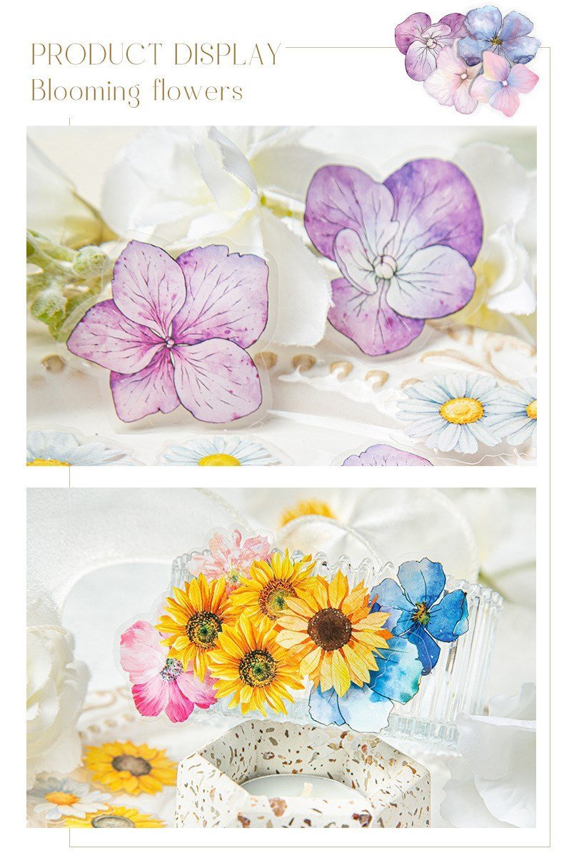 50pcs/pack blooming flowers series pet stickers 50pcs/pack blooming flowers series pet stickers