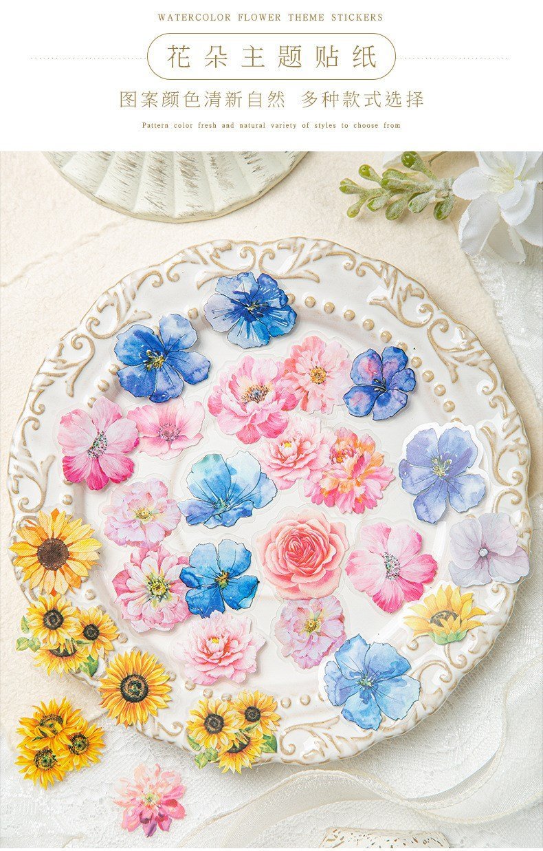 50pcs/pack blooming flowers series pet stickers 50pcs/pack blooming flowers series pet stickers