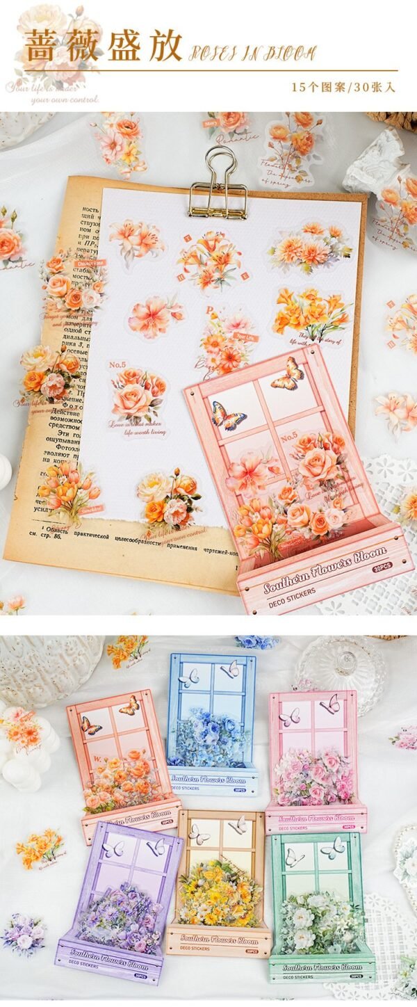 Southern Flower Bloom series PET Stickers - FEATHER SHOP