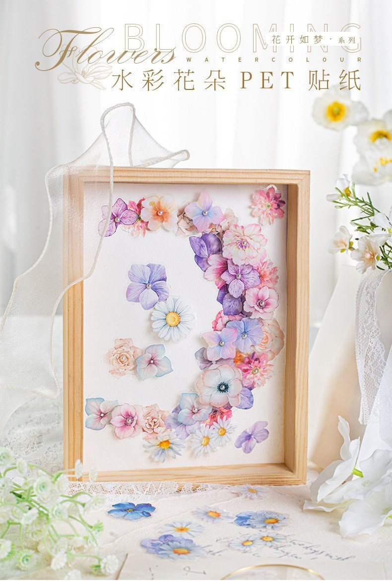 50pcs/pack blooming flowers series pet stickers 50pcs/pack blooming flowers series pet stickers