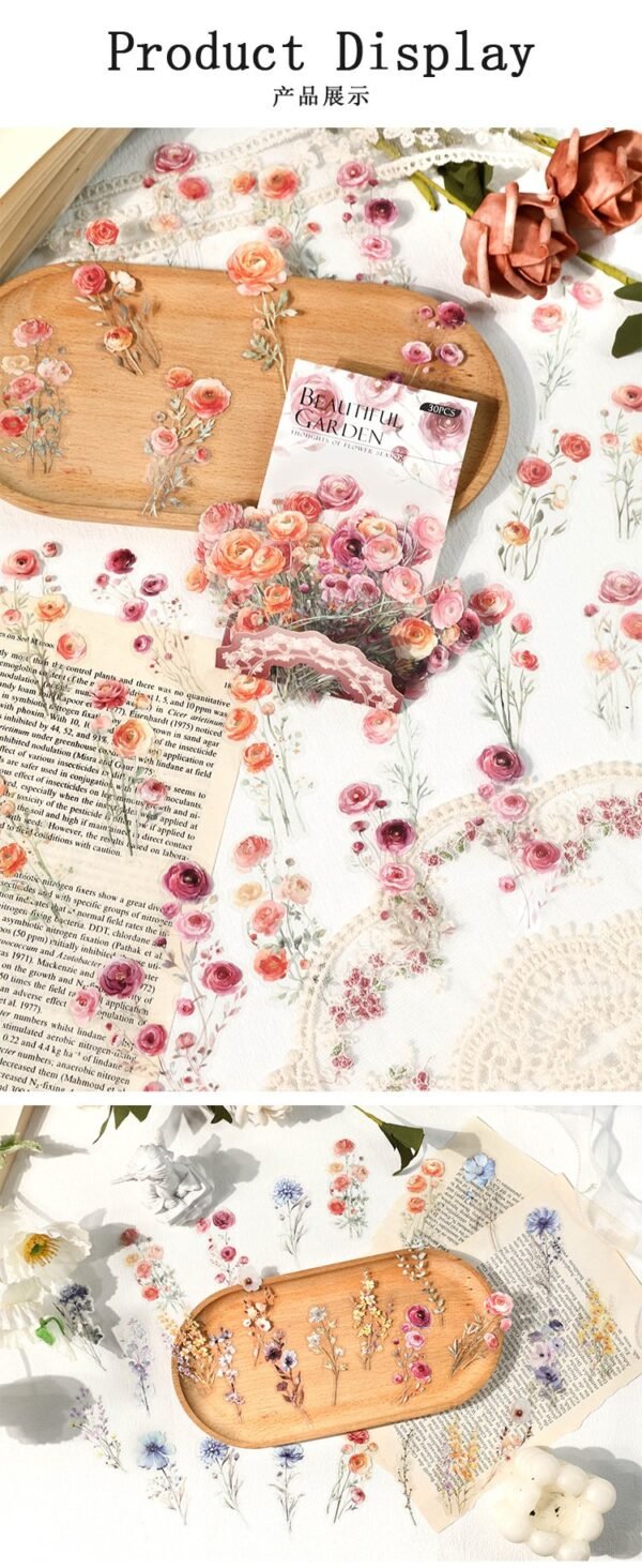 Thoughts of Flower series PET Stickers - FEATHER SHOP