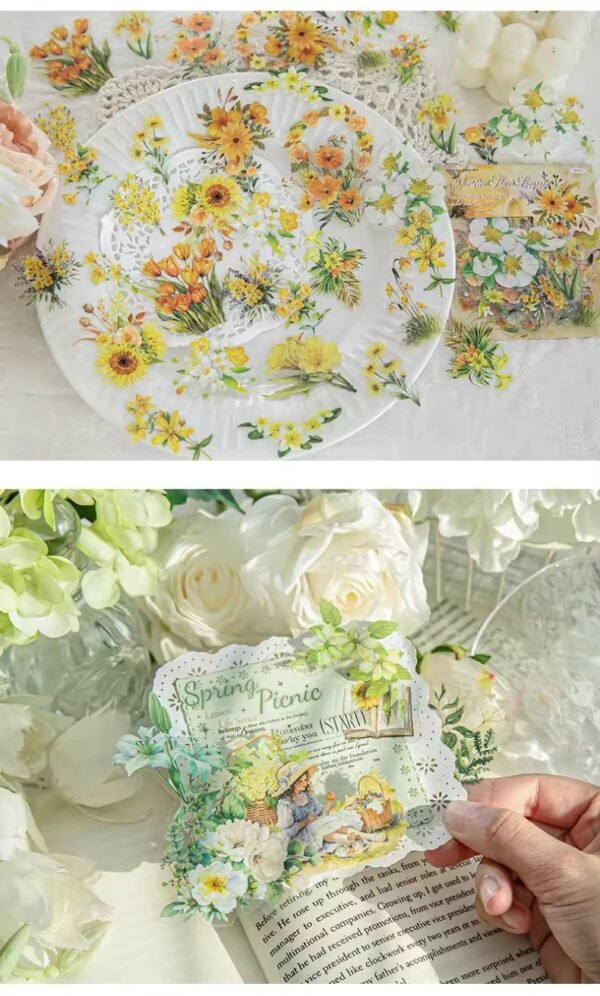 🌷 Romantic Flower Shop Series – PET Stickers 🌷 - FEATHER SHOP