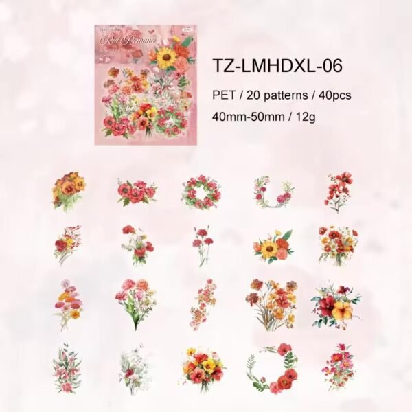 🌷 Romantic Flower Shop Series – PET Stickers 🌷 - FEATHER SHOP
