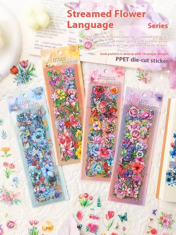 🌸 flowing flower language – pet pre cut stickers 🌸 🌸 flowing flower language – pet pre cut stickers 🌸