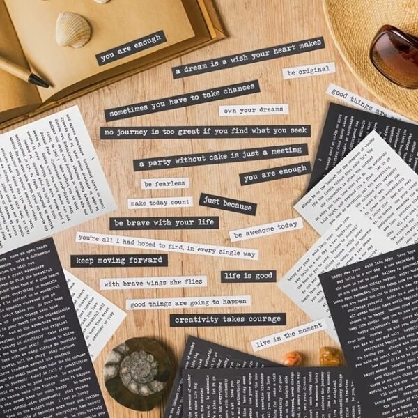 Black and White Small Text Stickers - FEATHER SHOP